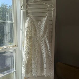 ASTR The Label White Lace Knee Length Dress